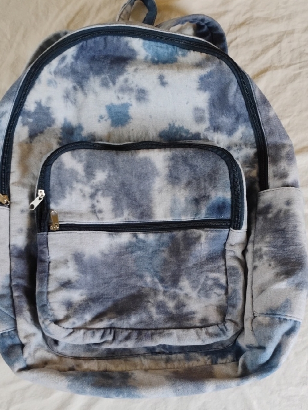 Tie-Dye Gray And Blue Canvas Backpack - Casual Everyday Bag Earthbound Trading